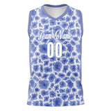 Custom Blue White Pattern Basketball Jersey