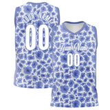 Custom Blue White Pattern Basketball Jersey BS02240808JG042