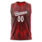 Custom Red White Pattern Basketball Jersey