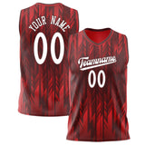 Custom Red White Pattern Basketball Jersey