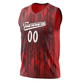 Custom Red White Pattern Basketball Jersey