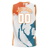 Custom White Orange Pattern Basketball Jersey