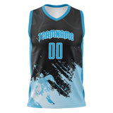 Custom Black Blue Pattern Basketball Jersey