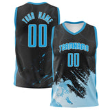 Custom Black Blue Pattern Basketball Jersey BS02240808JG047