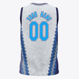 Custom White Navy Pattern Basketball Jersey