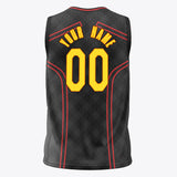 Custom Black Red Pattern Basketball Jersey