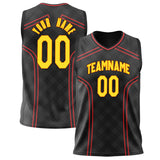 Custom Black Red Pattern Basketball Jersey