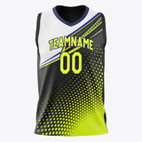 Custom Black Chartreuse Pattern Basketball Jersey