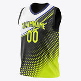 Custom Black Chartreuse Pattern Basketball Jersey