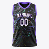 Custom Black Purple Pattern Basketball Jersey