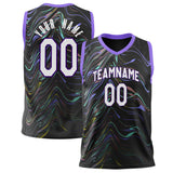 Custom Black Purple Pattern Basketball Jersey