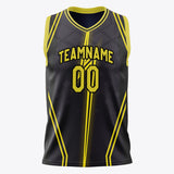 Custom Black Gold Pattern Basketball Jersey