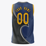 Custom Black Navy Pattern Basketball Jersey