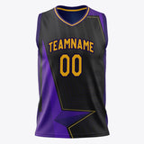 Custom Black Purple Pattern Basketball Jersey