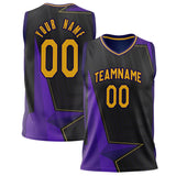 Custom Black Purple Pattern Basketball Jersey BS02240808XF052