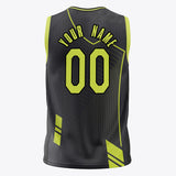 Custom Black Neon Yellow Pattern Basketball Jersey