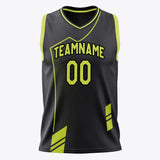 Custom Black Neon Yellow Pattern Basketball Jersey