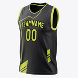 Custom Black Neon Yellow Pattern Basketball Jersey