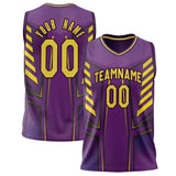 Custom Purple Gold Pattern Basketball Jersey BS02240808XF054