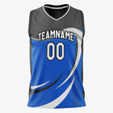 Custom Blue Black Pattern Basketball Jersey