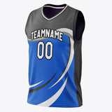 Custom Blue Black Pattern Basketball Jersey