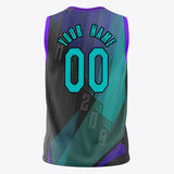 Custom Black Teal Pattern Basketball Jersey