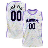 Custom White Purple Pattern Basketball Jersey