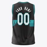 Custom Black Teal Pattern Basketball Jersey