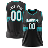 Custom Black Teal Pattern Basketball Jersey BS02240808XF058