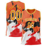 Custom Orange White Pattern Basketball Jersey