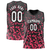 Custom Black Red Pattern Basketball Jersey