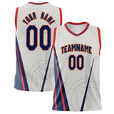 Custom White Navy Pattern Basketball Jersey BS02240808XF063