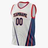 Custom White Navy Pattern Basketball Jersey