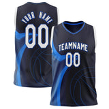 Custom Navy White Pattern Basketball Jersey
