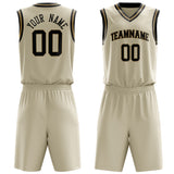 Custom Cream Black Solid Color Basketball Jersey