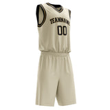 Custom Cream Black Solid Color Basketball Jersey