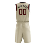 Custom Cream Crimson Solid Color Basketball Jersey