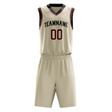 Custom Cream Crimson Solid Color Basketball Jersey