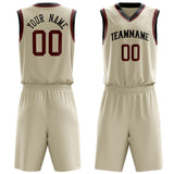 Custom Cream Crimson Solid Color Basketball Jersey