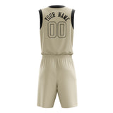 Custom Cream Black Solid Color Basketball Jersey