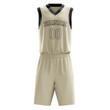 Custom Cream Black Solid Color Basketball Jersey