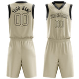 Custom Cream Black Solid Color Basketball Jersey