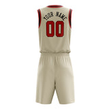 Custom Cream Red Solid Color Basketball Jersey