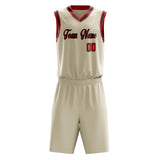 Custom Cream Red Solid Color Basketball Jersey