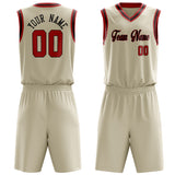 Custom Cream Red Solid Color Basketball Jersey