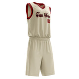 Custom Cream Red Solid Color Basketball Jersey