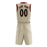 Custom Cream Black Solid Color Basketball Jersey