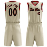 Custom Cream Black Solid Color Basketball Jersey