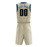 Custom Cream Black Solid Color Basketball Jersey