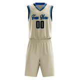 Custom Cream Black Solid Color Basketball Jersey